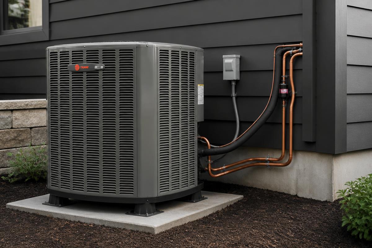 Clean residential HVAC condenser installation