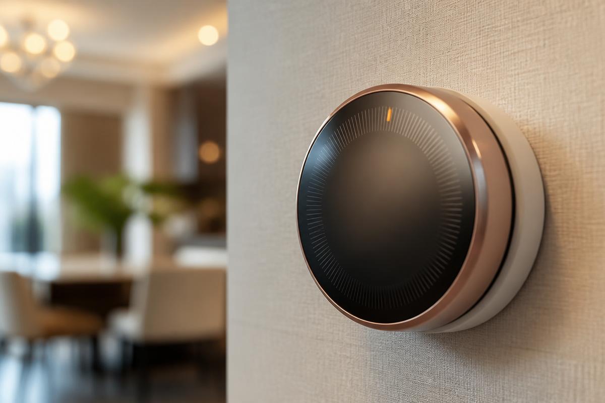 Modern smart thermostat in a luxury home interior